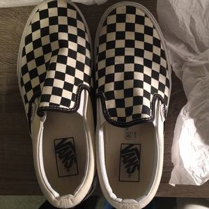 Black and White checked slip on vans!